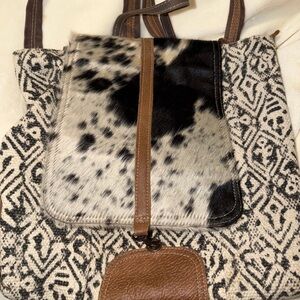 Myra canvas backpack with cowhide